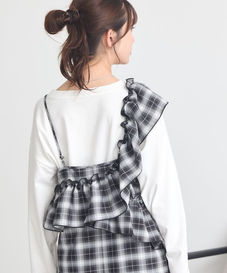 earth music&ecology「2wayフリルチェックキャミワンピース」|ワンピース|