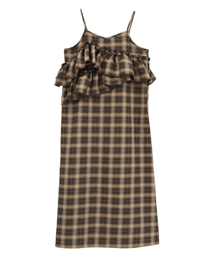 earth music&ecology「2wayフリルチェックキャミワンピース」|ワンピース|
