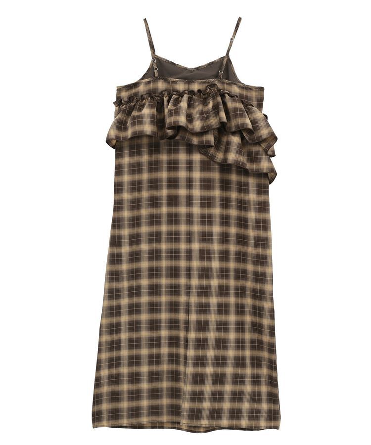 earth music&ecology「2wayフリルチェックキャミワンピース」|ワンピース|