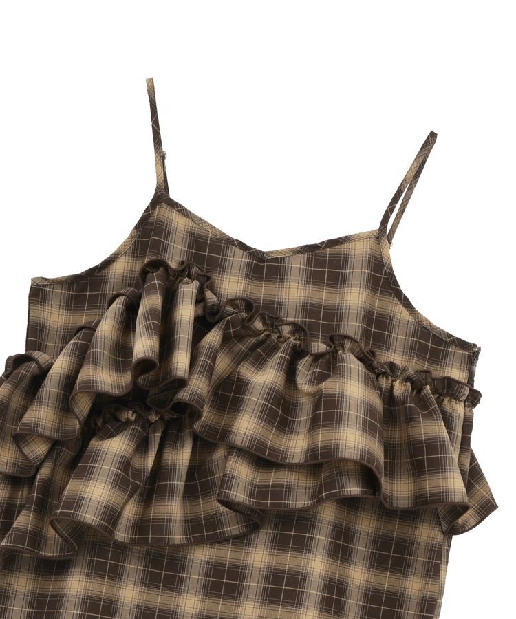 earth music&ecology「2wayフリルチェックキャミワンピース」|ワンピース|