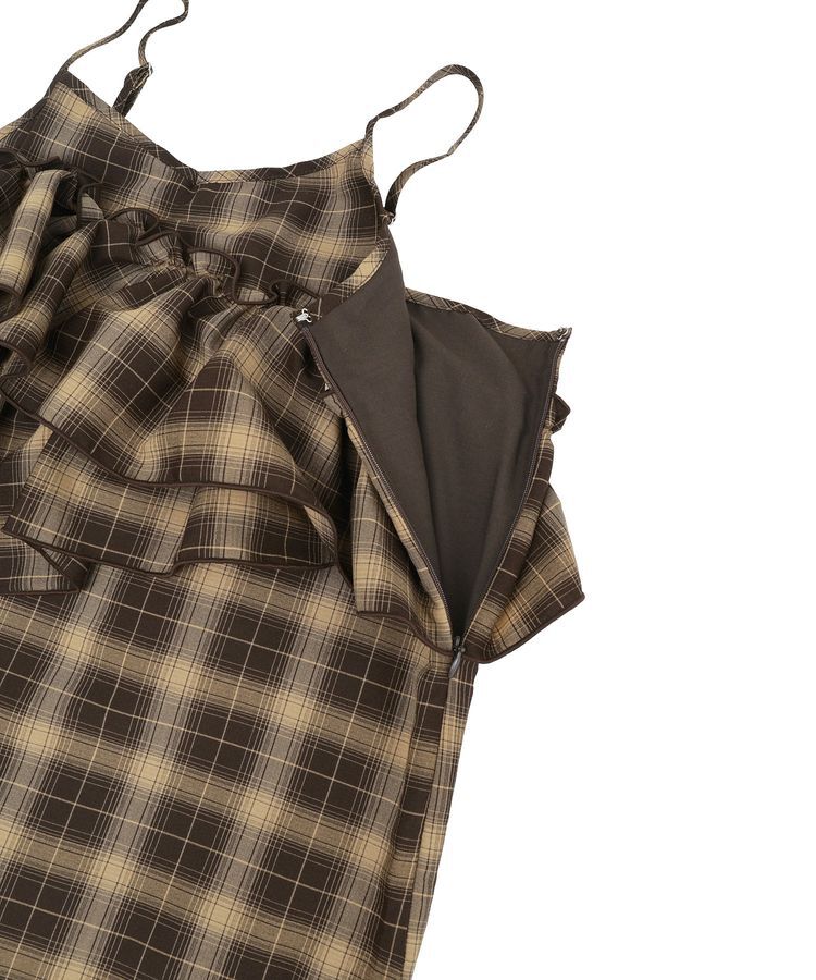 earth music&ecology「2wayフリルチェックキャミワンピース」|ワンピース|