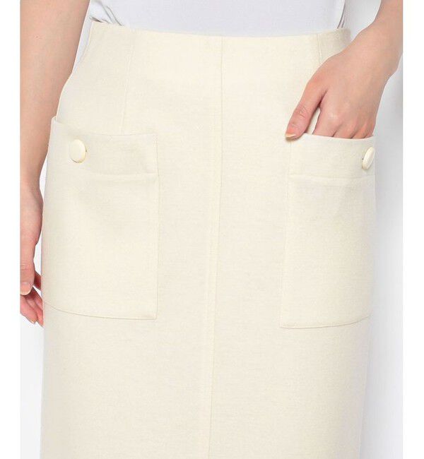 allureville「カラーメルトン釦付きタイトスカート」|スカート|