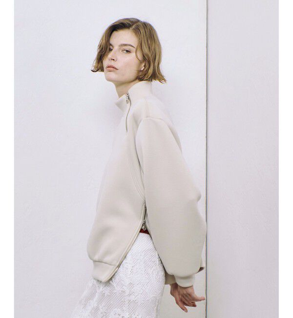 allureville「ボンディングアシンメトリーZIP プルオーバー」|スウェット・ジャージ|