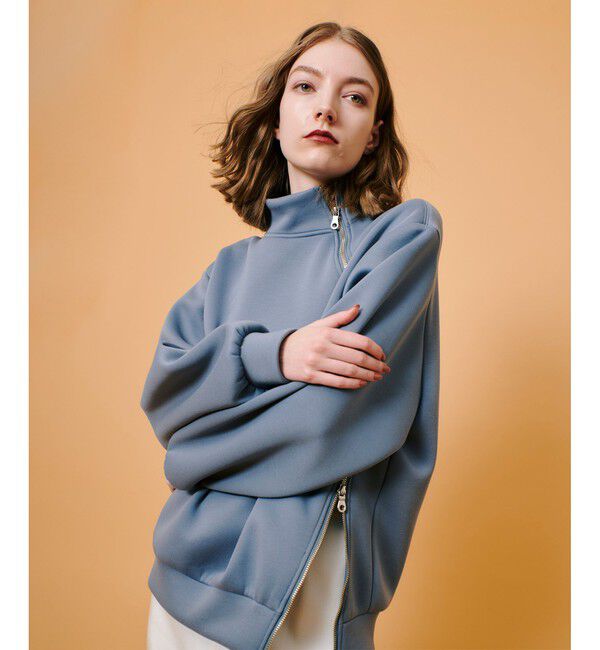 allureville「ボンディングアシンメトリーZIP プルオーバー」|スウェット・ジャージ|