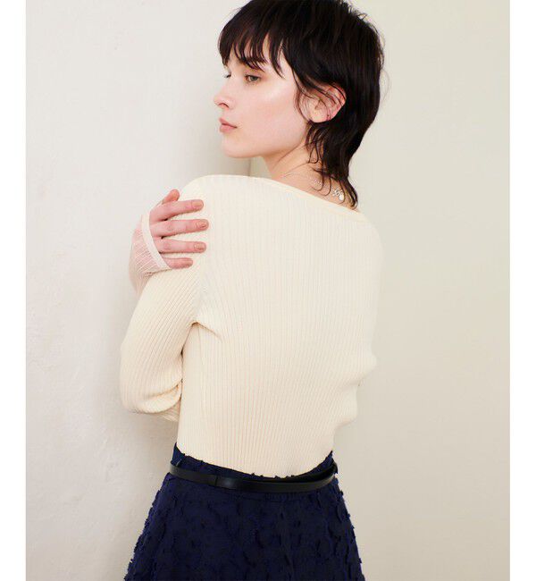allureville「シアーカフスラウンドネックプルオーバー」|ニット・セーター|