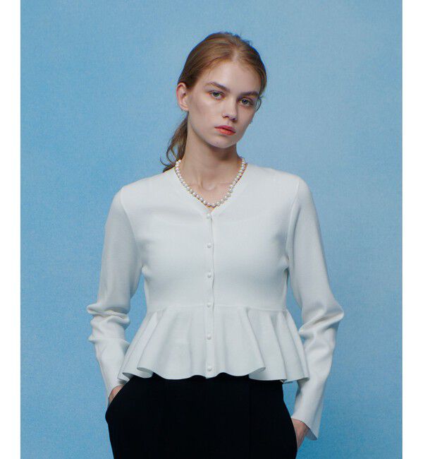 LOULOU WILLOUGHBY「【LOULOU WILLOUGHBY】レースレイヤーペプラムカーディガン」|カーディガン|