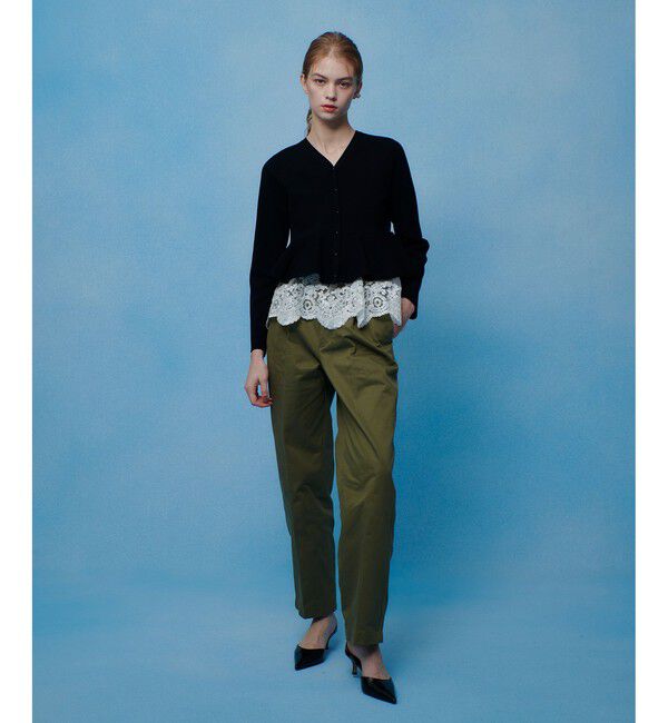 LOULOU WILLOUGHBY「【LOULOU WILLOUGHBY】レースレイヤーペプラムカーディガン」|カーディガン|