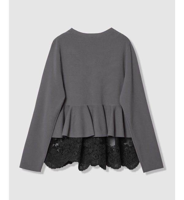 LOULOU WILLOUGHBY「【LOULOU WILLOUGHBY】レースレイヤーペプラムカーディガン」|カーディガン|