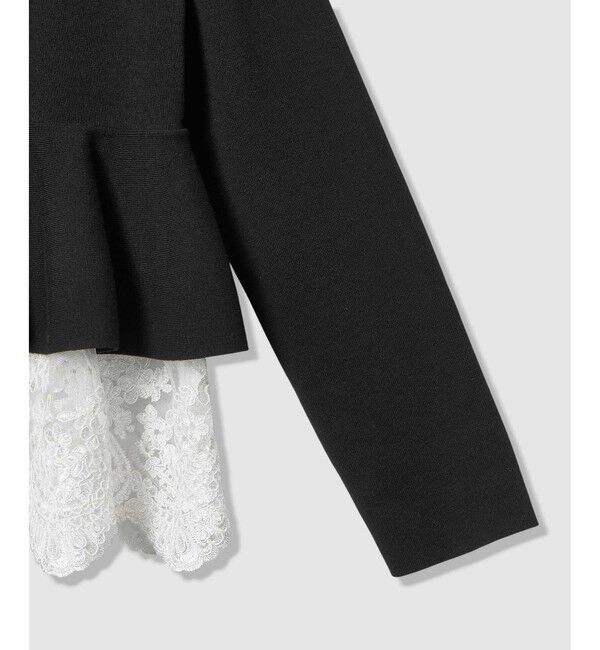 LOULOU WILLOUGHBY「【LOULOU WILLOUGHBY】レースレイヤーペプラムカーディガン」|カーディガン|