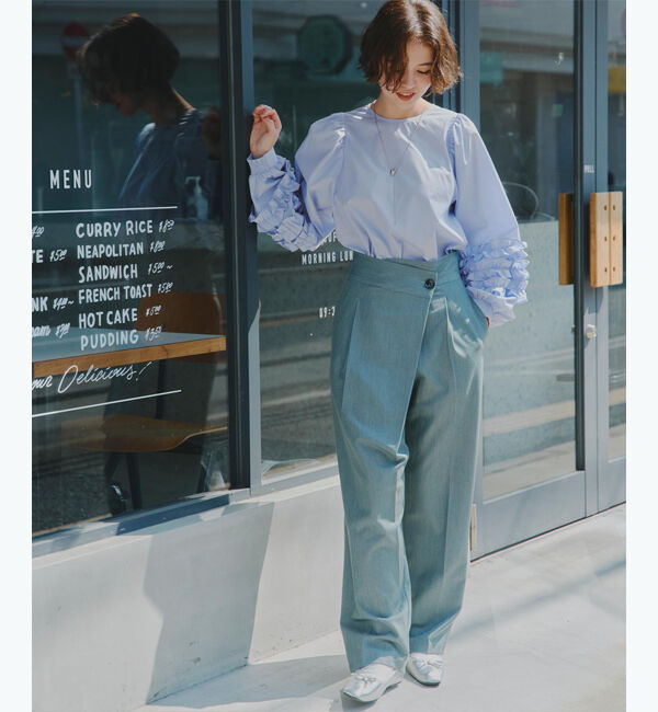 titivate「袖ﾌﾘﾙﾃﾞｻﾞｲﾝｷﾞｬｻﾞｰﾌﾞﾗｳｽ」|シャツ・ブラウス|