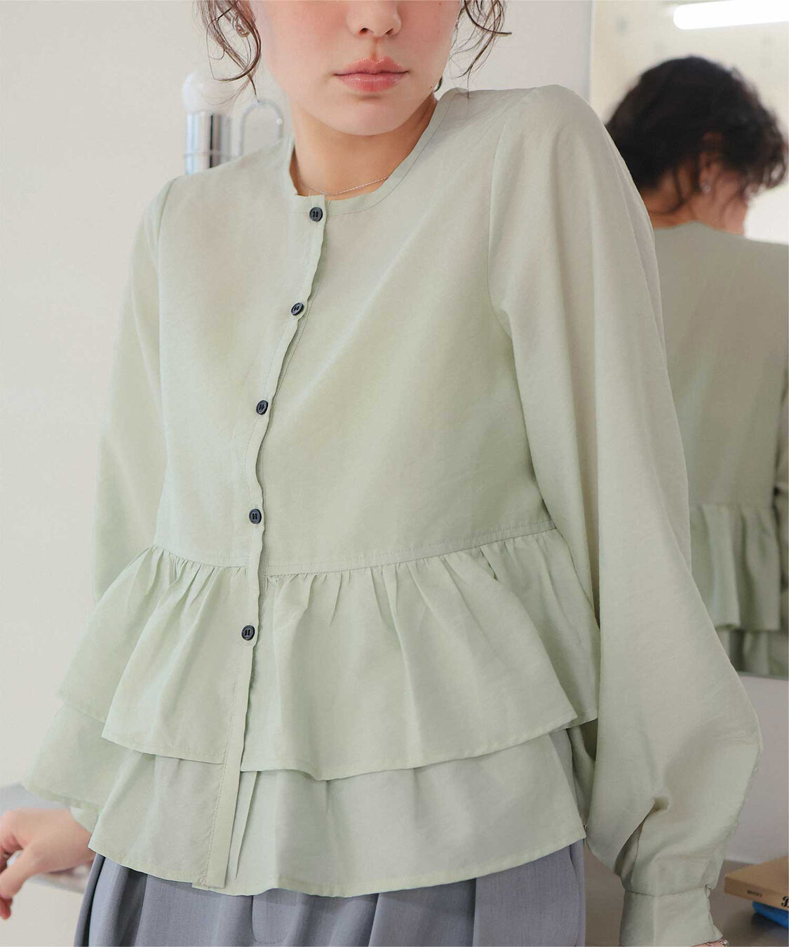 titivate「ペプラムショートブラウス」|シャツ・ブラウス|ライトグリーン