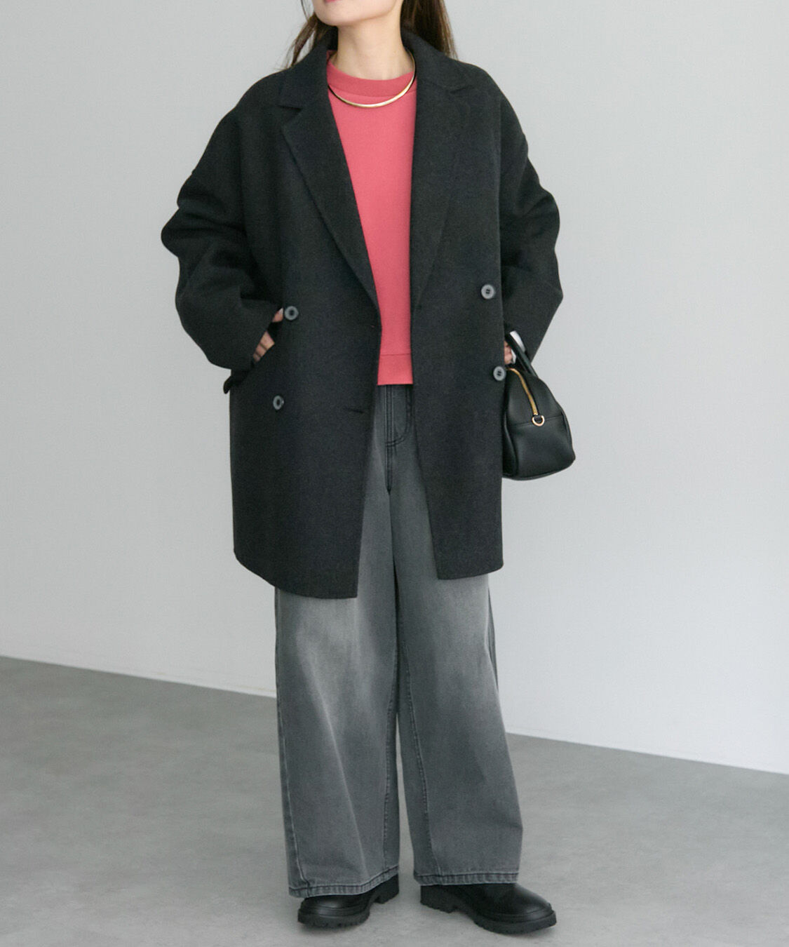  「ハンドメイド風ウール混テーラーコート」|その他|