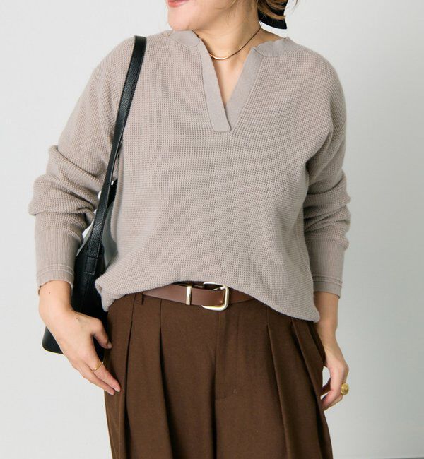 「キーネックワッフルニット」|ニット・セーター|
