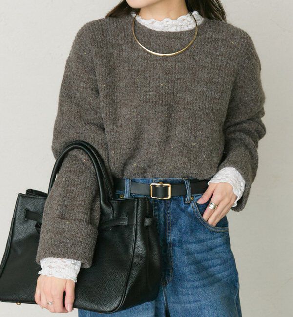  「ネップクルーネックニットプルオーバー」|キャミソール|