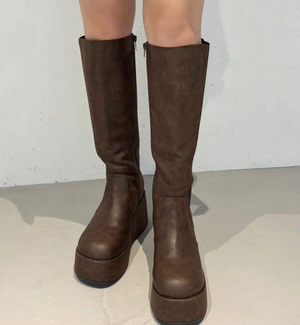  「【マイナス3キロ見え/SNSで話題】厚底サイドゴアロングブーツ」|その他|