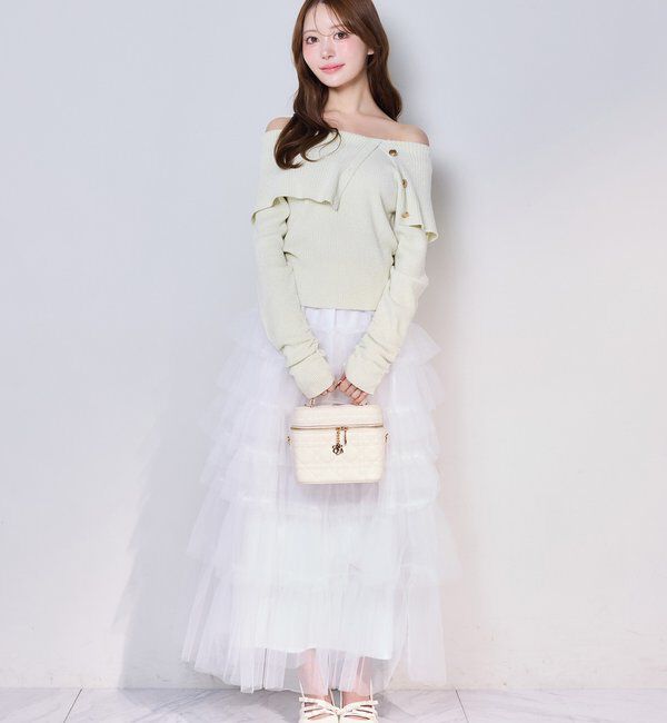  「段々チュールロングスカート」|スカート|