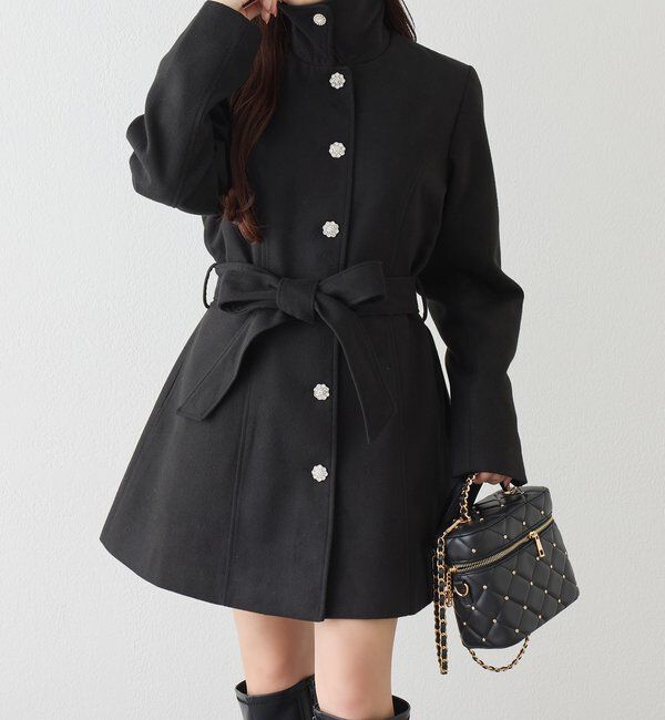  「【SＭサイズあり】リボン取り外し可能ミドルコート」|その他|