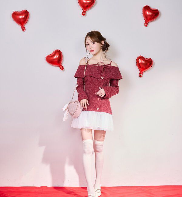  「ハートボタン切替ミニワンピース」|ワンピース|