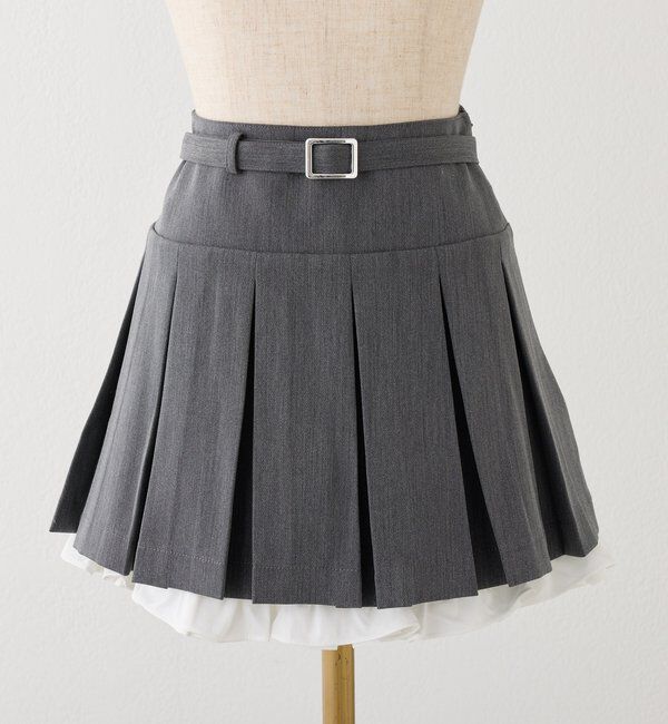  「【SMサイズ展開あり】ベルト付きレイヤードプリーツミニスカート」|チノ|