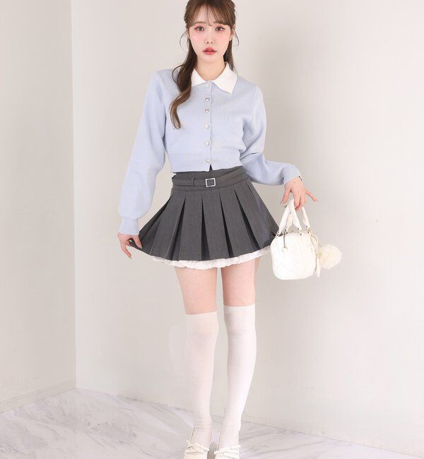  「【SMサイズ展開あり】ベルト付きレイヤードプリーツミニスカート」|チノ|