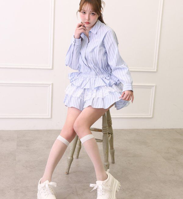  「裾ティアードシャツワンピース」|シャツ・ブラウス|