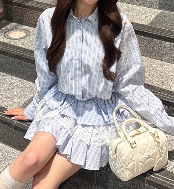  「裾ティアードシャツワンピース」|シャツ・ブラウス|