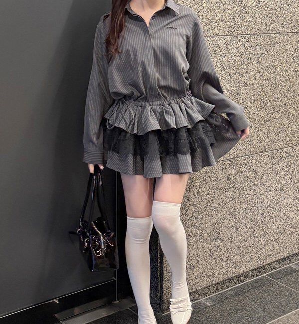  「裾ティアードシャツワンピース」|シャツ・ブラウス|