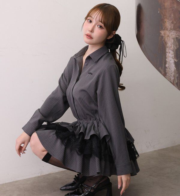  「裾ティアードシャツワンピース」|シャツ・ブラウス|