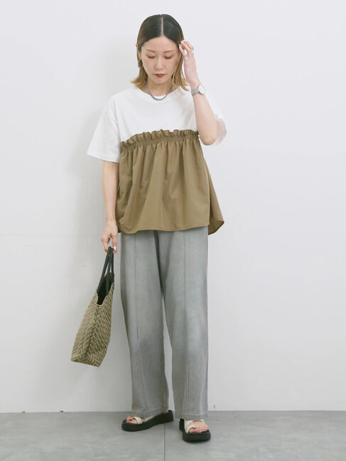 Samansa Mos2 blue「アソートドッキングプルオーバー」|Tシャツ・カットソー|