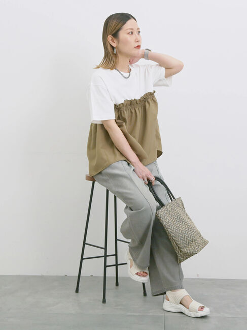 Samansa Mos2 blue「アソートドッキングプルオーバー」|Tシャツ・カットソー|