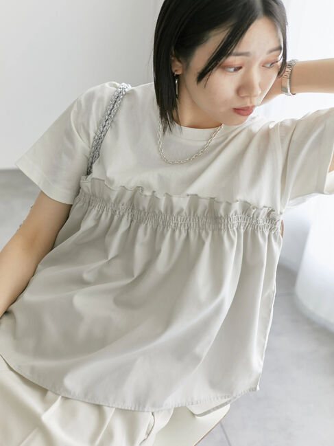 Samansa Mos2 blue「アソートドッキングプルオーバー」|Tシャツ・カットソー|