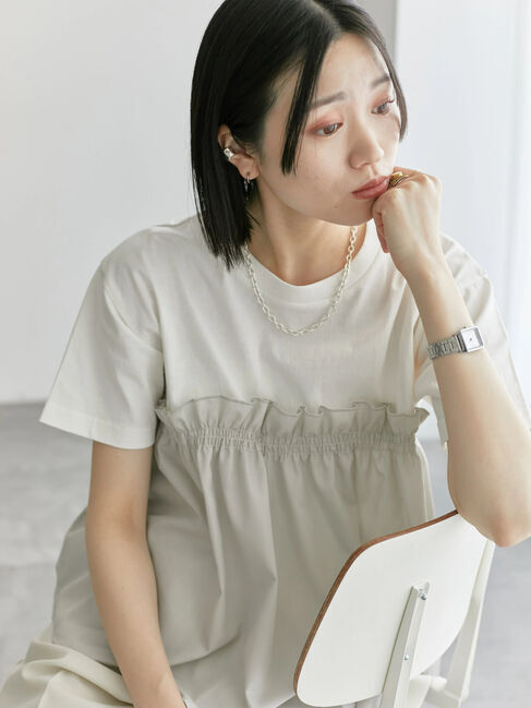 Samansa Mos2 blue「アソートドッキングプルオーバー」|Tシャツ・カットソー|