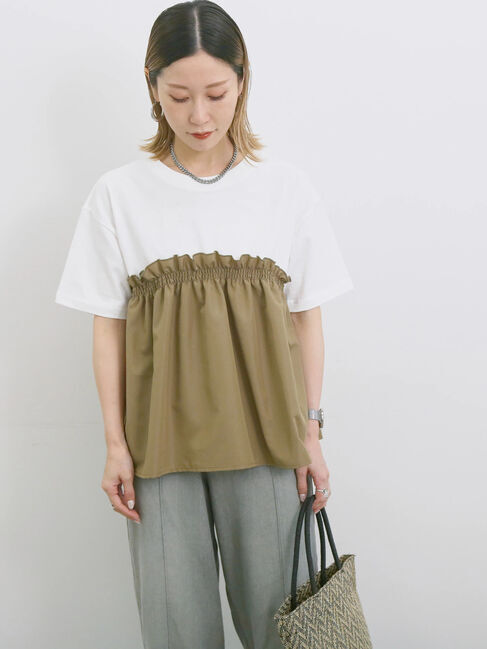 Samansa Mos2 blue「アソートドッキングプルオーバー」|Tシャツ・カットソー|