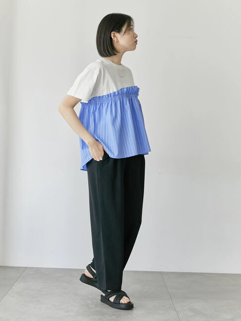 Samansa Mos2 blue「アソートドッキングプルオーバー」|Tシャツ・カットソー|