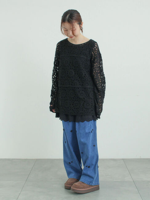 Samansa Mos2「3Dレースモチーフ付きパンツ」|その他|
