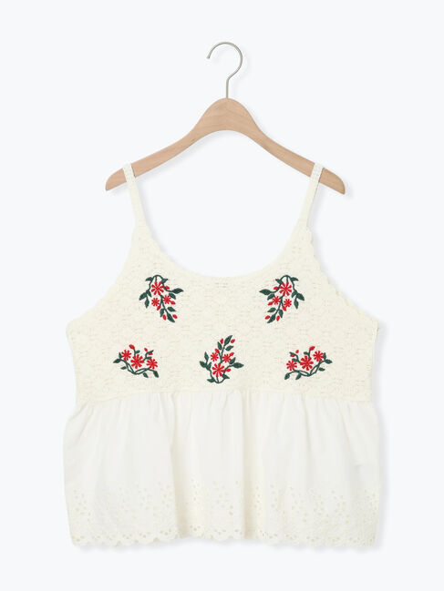 Samansa Mos2「ニットドッキングレースビスチェ」|ダウンベスト・ベスト|オフホワイト