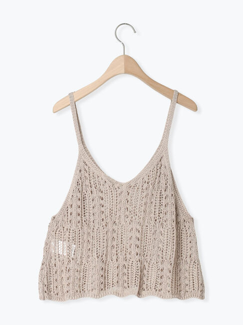 Samansa Mos2「麻タッチ透かし編みニットキャミソール」|ダウンベスト・ベスト|