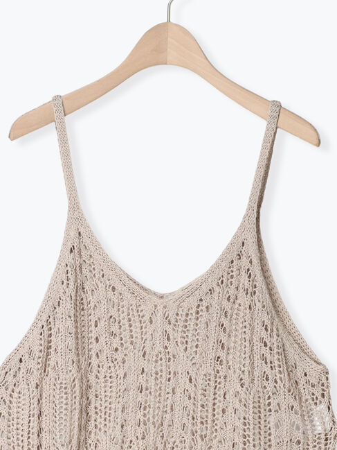 Samansa Mos2「麻タッチ透かし編みニットキャミソール」|ダウンベスト・ベスト|