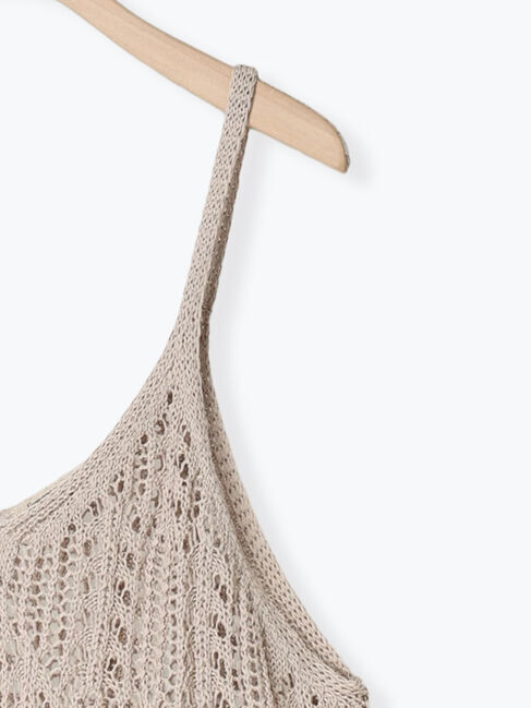 Samansa Mos2「麻タッチ透かし編みニットキャミソール」|ダウンベスト・ベスト|