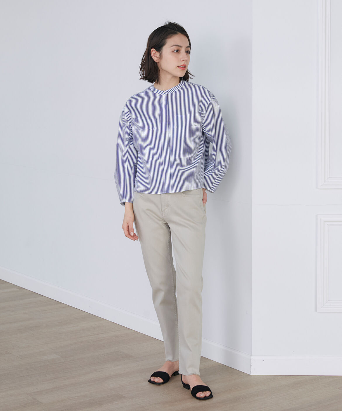 INED「《SUPERIOR CLOSET》H.Salt ミッドライズテーパードデニム《Healthy DENIM》」|デニム|アイボリー2