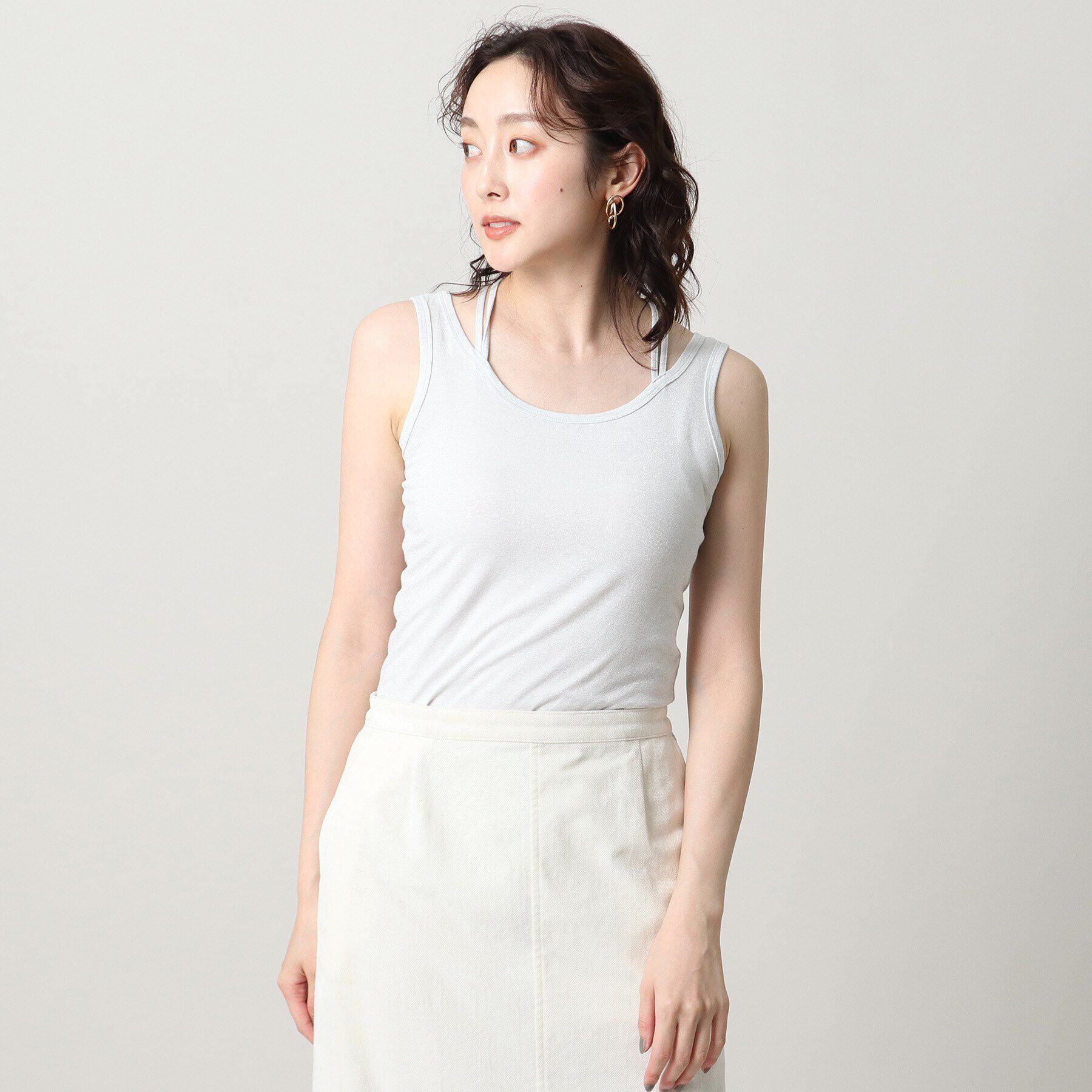 UNTITLED「リーベルラメベア天竺タンクトップ」|キャミソール|ライトグレー(011