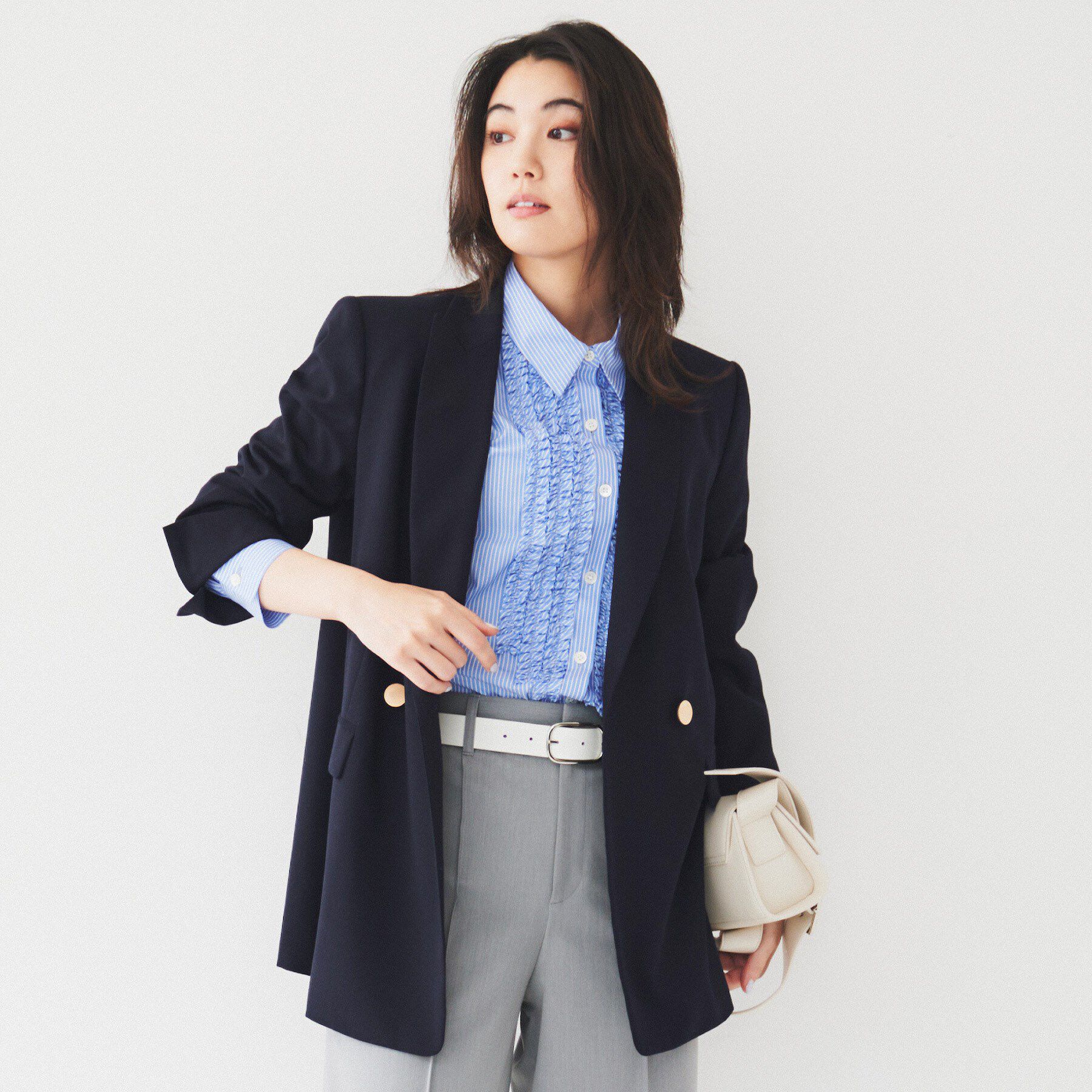 UNTITLED「【通勤/春の軽羽織り】サマーウール調 ダブルブレストジャケット」|テーラードジャケット|