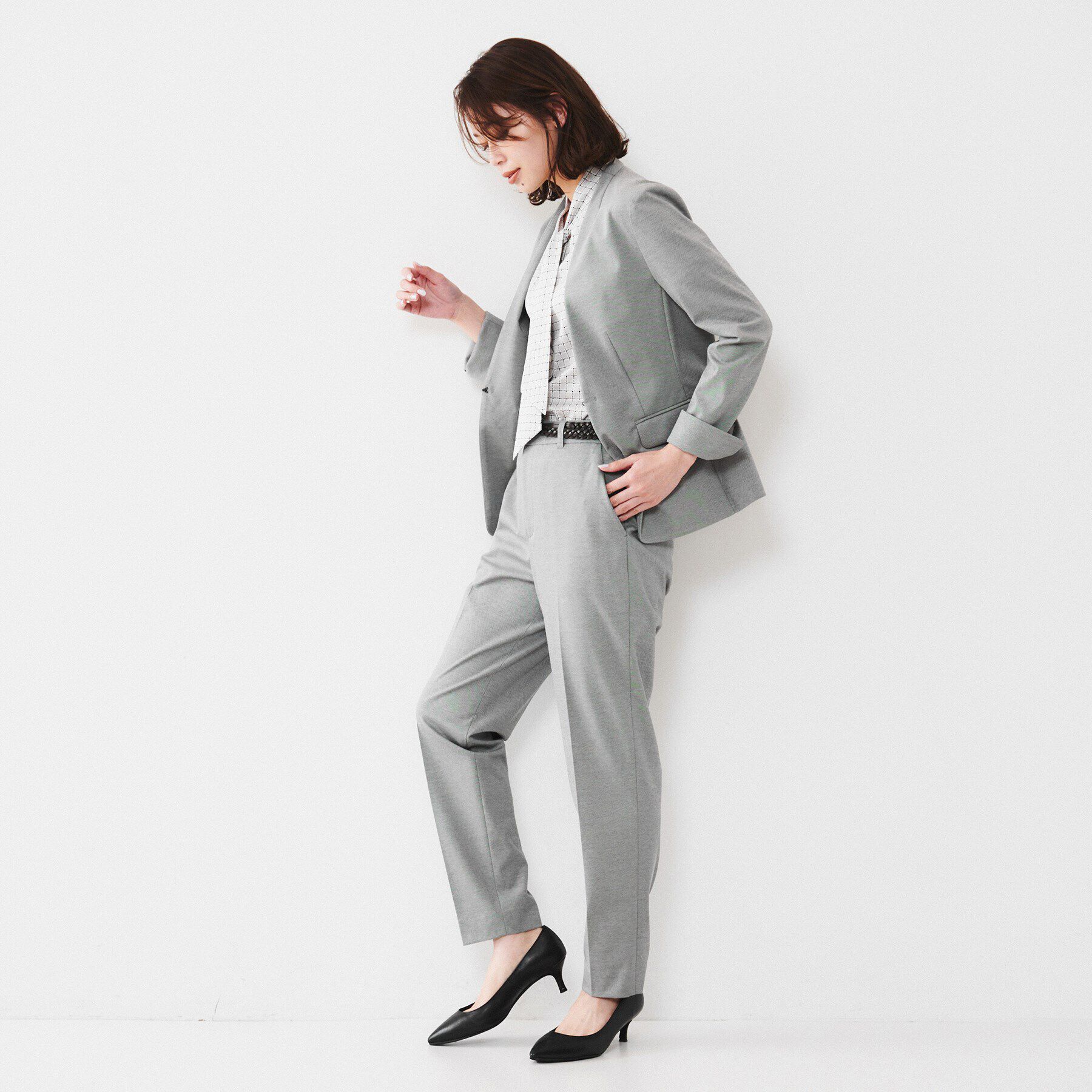 UNTITLED「【通勤スーツ】コットン混ジャージ テーパードパンツ」|その他|