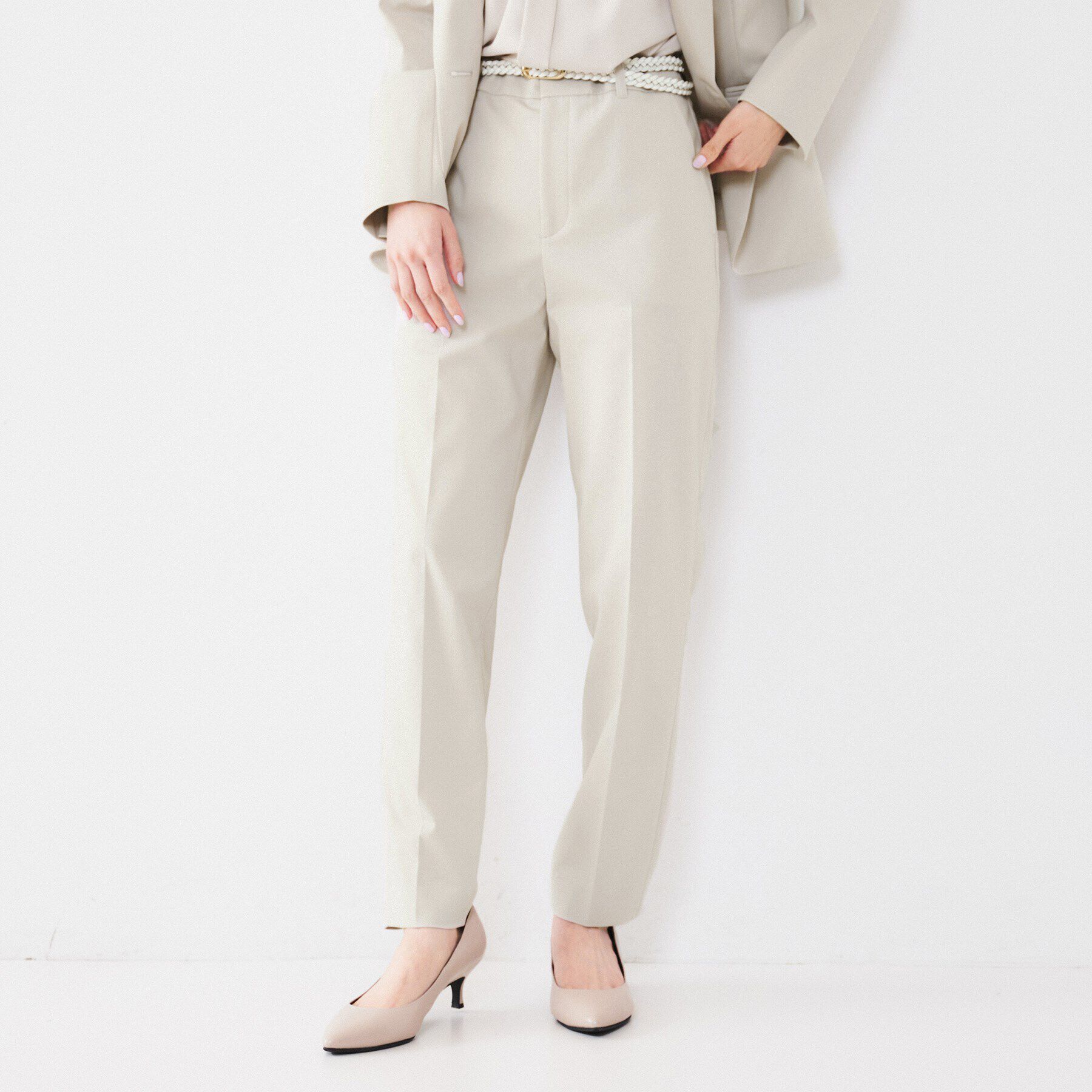 UNTITLED「【通勤スーツ】コットン混ジャージ テーパードパンツ」|その他|ベージュ(052)