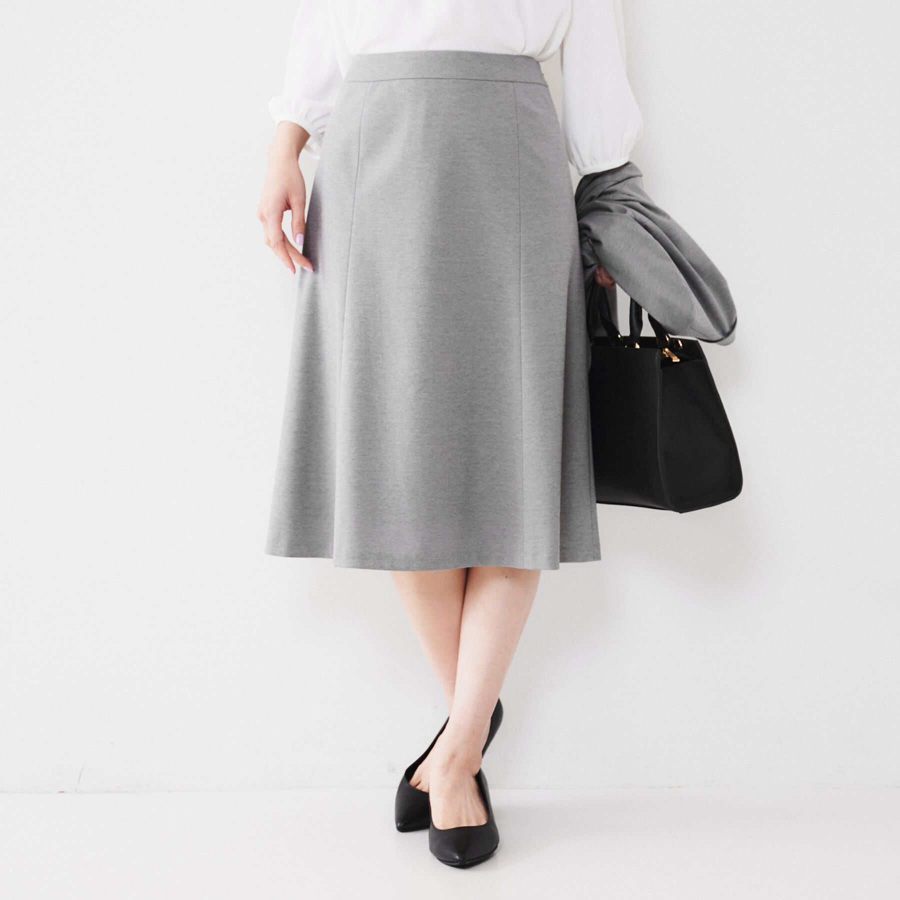 UNTITLED「【通勤スーツ】コットン混ジャージ マーメイドスカート」|スカート|チャコールグレー(0