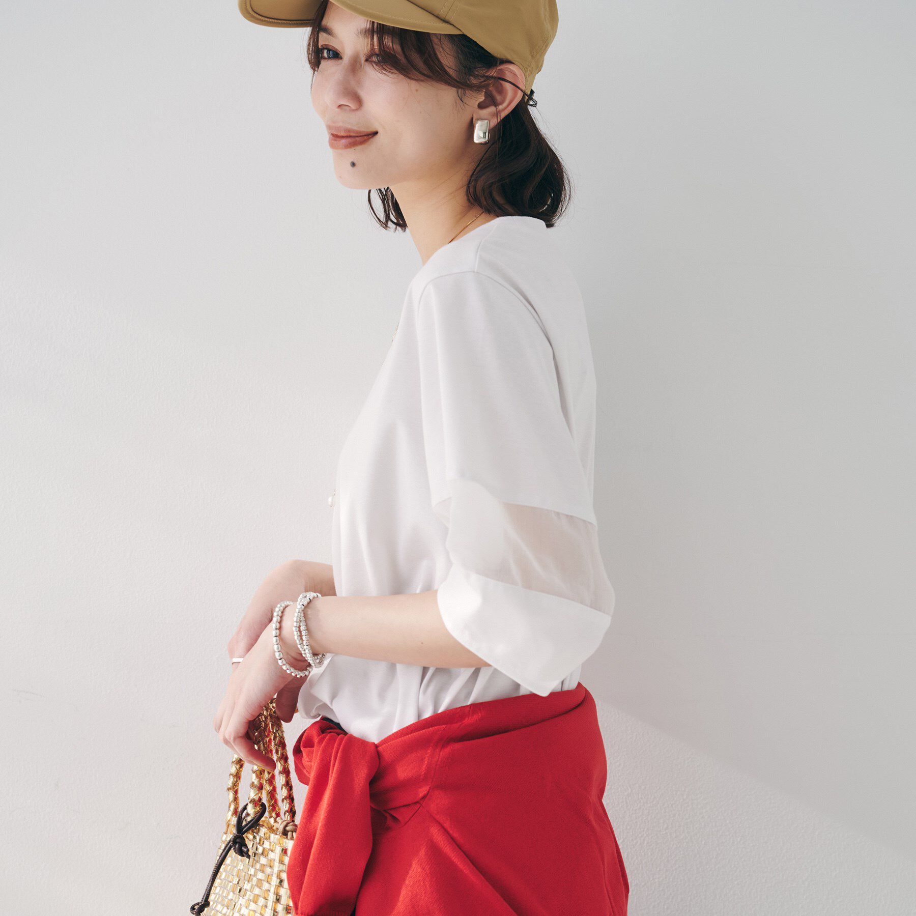 UNTITLED「【二の腕カバー/接触冷感】袖オーガンジープルオーバー」|Tシャツ・カットソー|