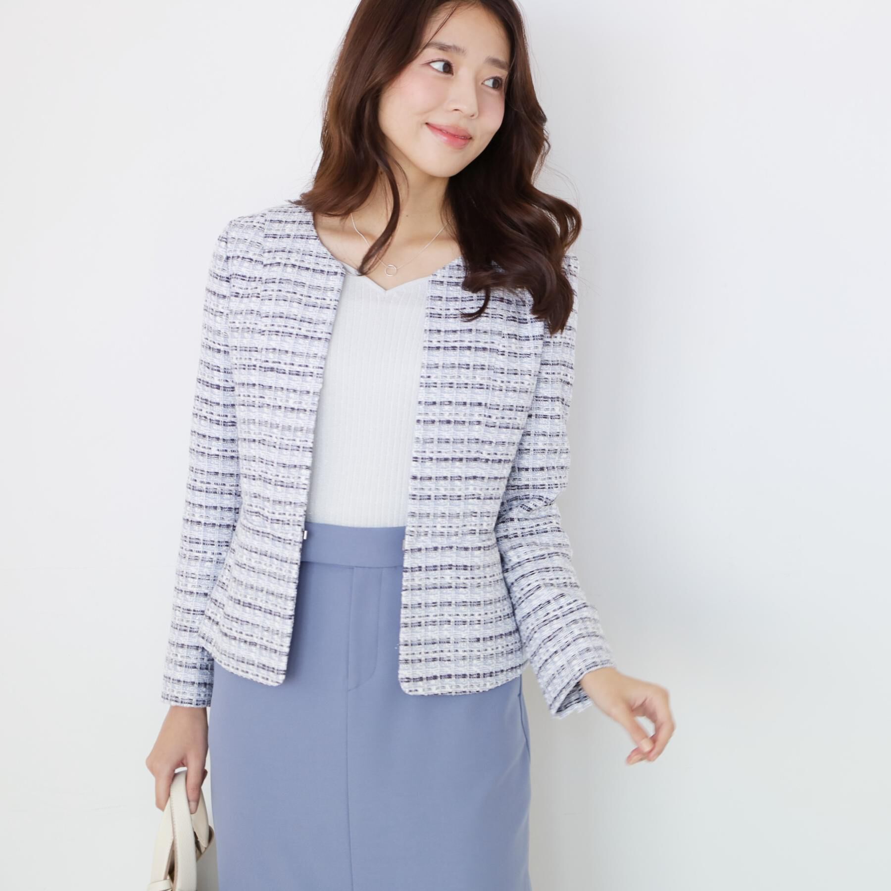 COUP DE CHANCE「【日本製／セットアップ可】ファンシーツィードのノーカラージャケット」|ノーカラージャケット|