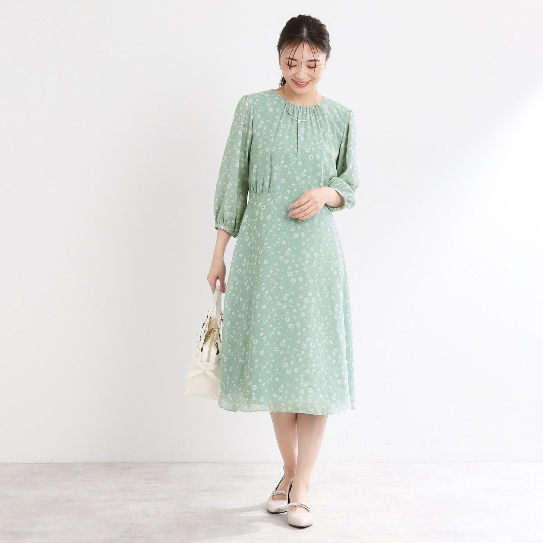 Reflect「【マシンウォッシュ可】フラワープリントワンピース」|ワンピース|