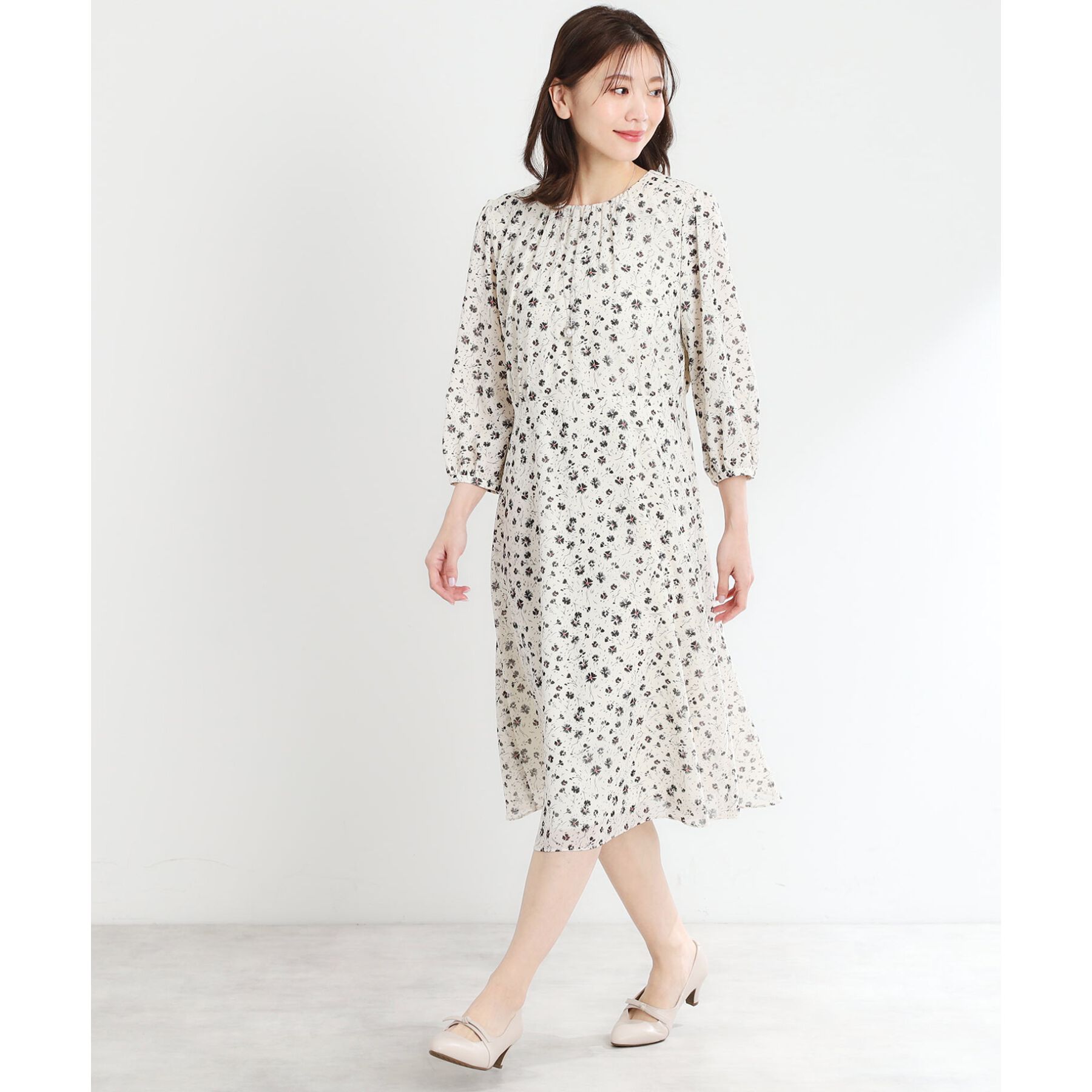 Reflect「【マシンウォッシュ可】フラワープリントワンピース」|ワンピース|