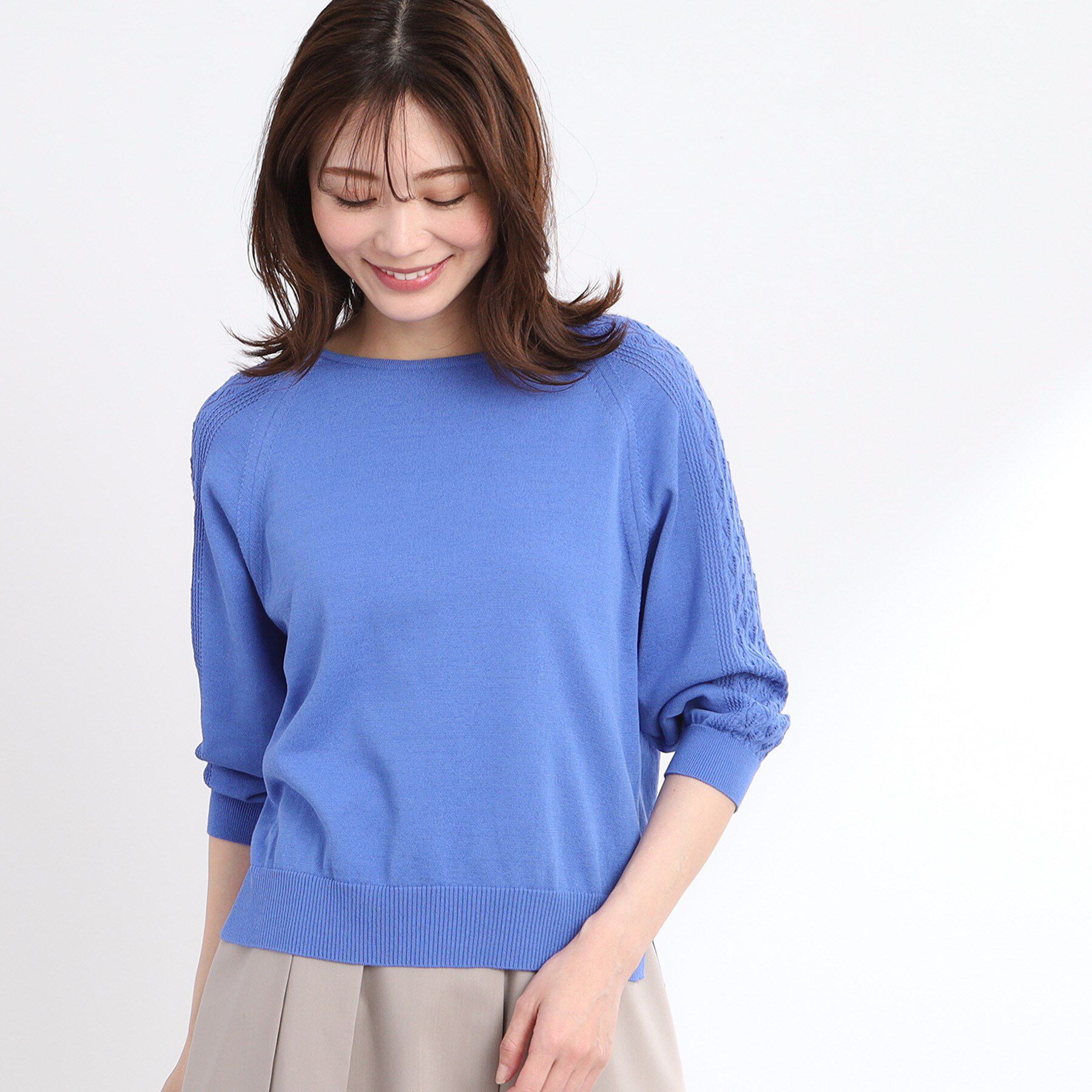 Reflect「【WEB先行カラーあり／手洗い可】透かし柄スリーブニット」|ニット・セーター|